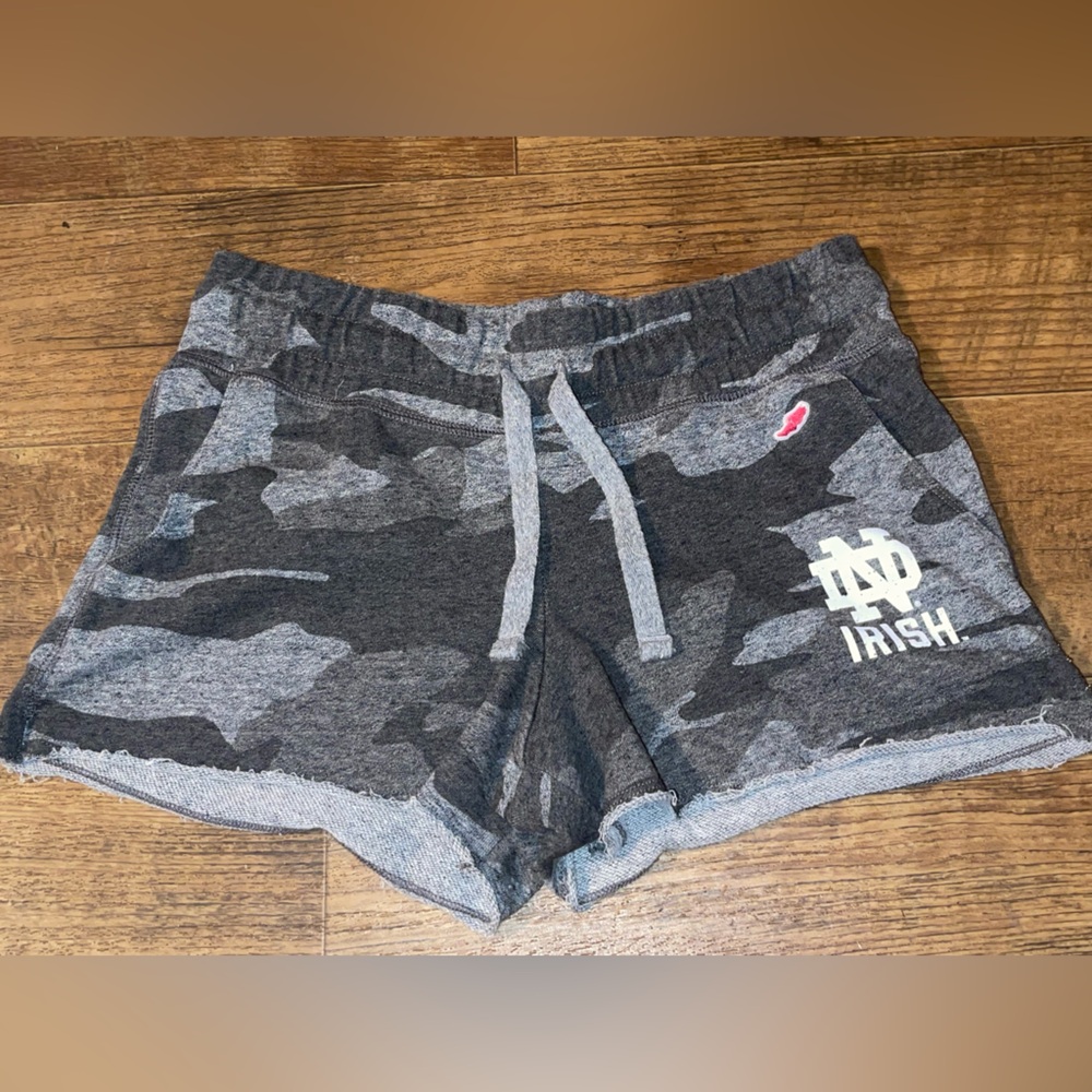 League Notre Dame Irish Gray Camo Athletic Shorts